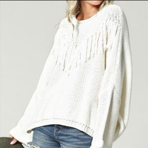 White/Cream Fringe Sweater